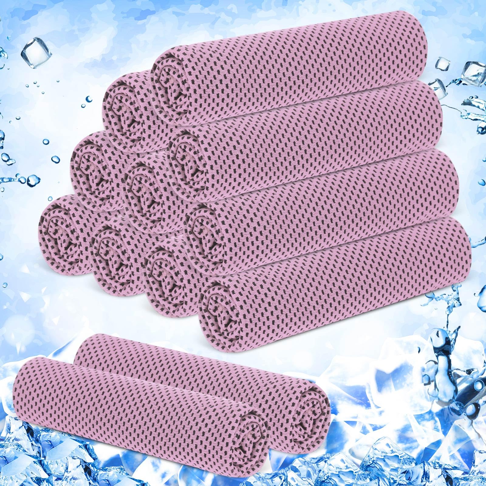 Paquete de 12 Toallas refrescantes de 40 x 12 Pulgadas, Reutilizables para el Cuello, Ideales para Deportes, Correr, Gimnasio, Yoga, Golf, Camping y Actividades al Aire Libre (Rosa