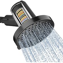 SR SUN RISE 5.5 Inch Filtered Shower Head with Filters,6 Spray Modes,Black