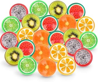 Hxezoc 24 Pcs Fruit Bouncy Balls for Kids, 32mm 6 Colors Rubber Bounce Balls Bulk for Party Favors, Goodie Bag Fillers, Easter Gift Bag Stuffers, Basket Stuffers, Classroom Prizes