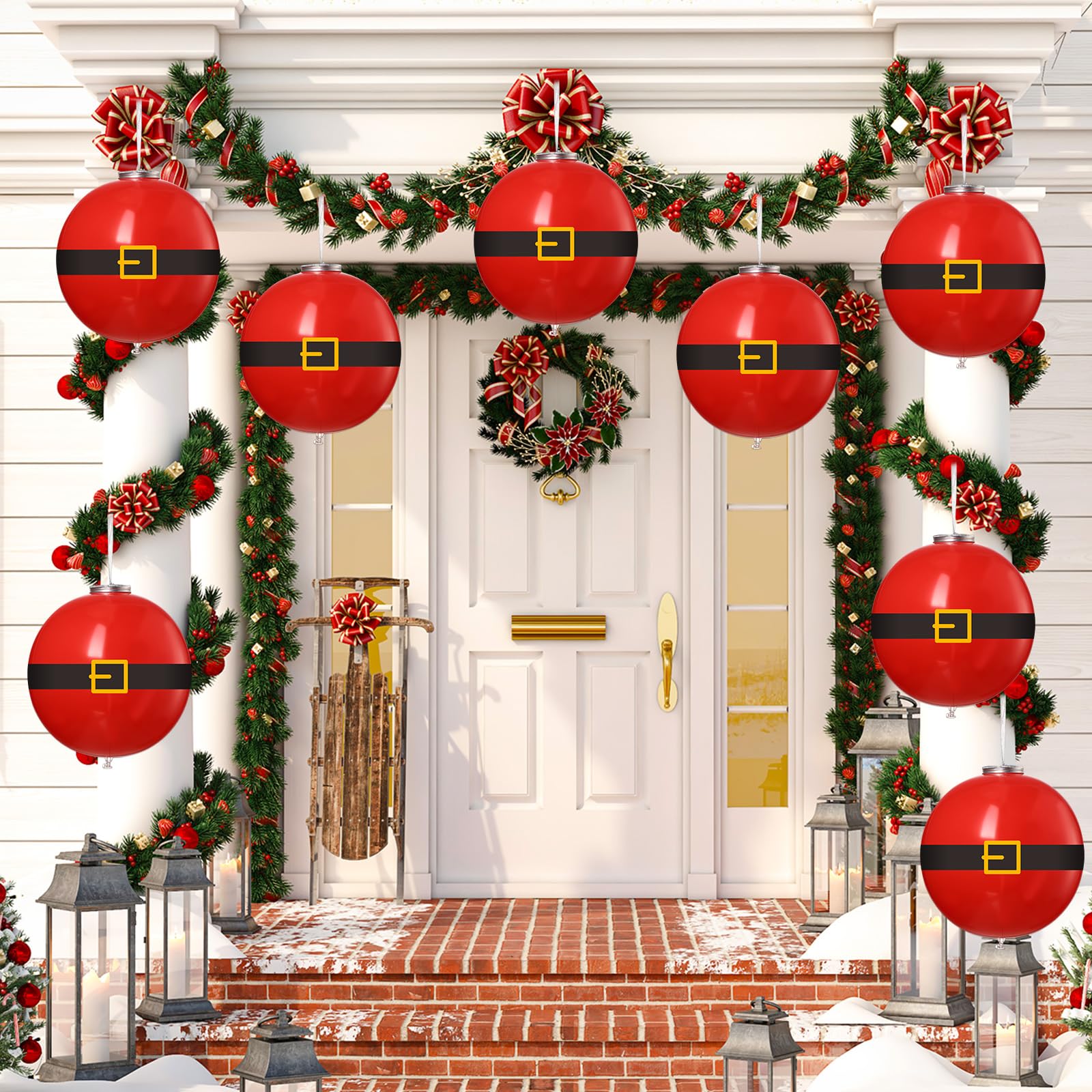 Jetec 12 Pcs Inflatable Christmas Balls Ornaments 12 Inch Large Outdoor