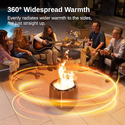 Miniatura 4 de EAST OAK Estufa de sartén de 21 pulgadas, hoguera sin humo para quemar leña al aire libre, hoguera portátil de acero inoxidable al aire libre con