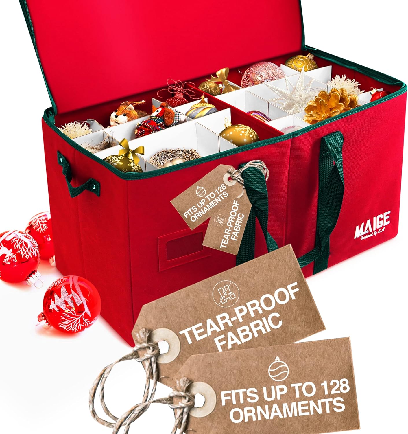 Christmas Ornament Storage Box with Dividers Ornament Bag Storage