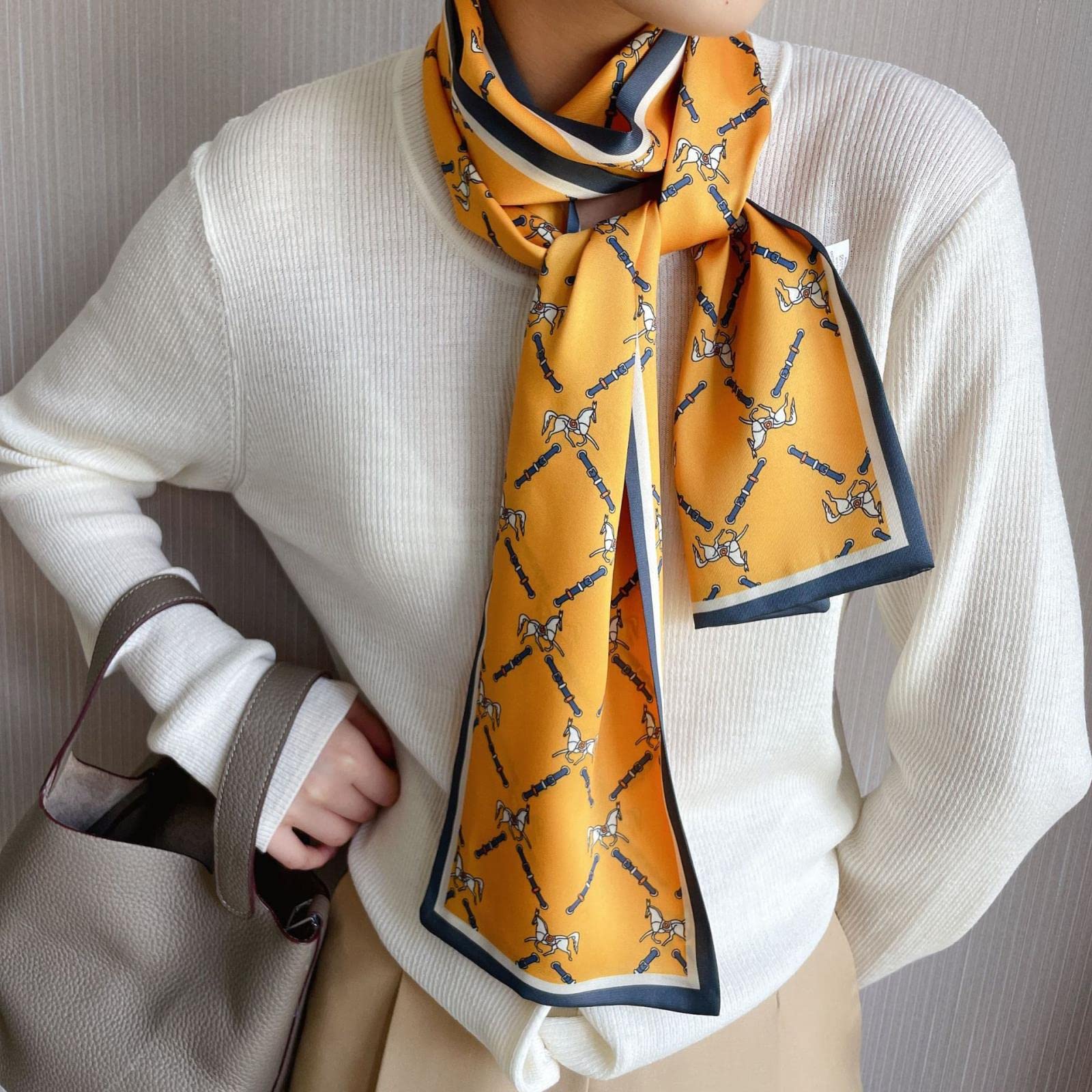 ACiyD Bufanda Nueva Cinta de Lujo Bufanda de Seda 17 * 150 cm Diadema Pañuelo Foulard Bufandas para el Cabello para Mujer Corbatas para el Cuello Bufandas Delgadas para Dama (PJ 350)