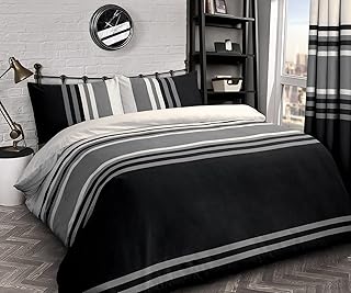 Amazon Co Uk Black Bedding And Curtain Set