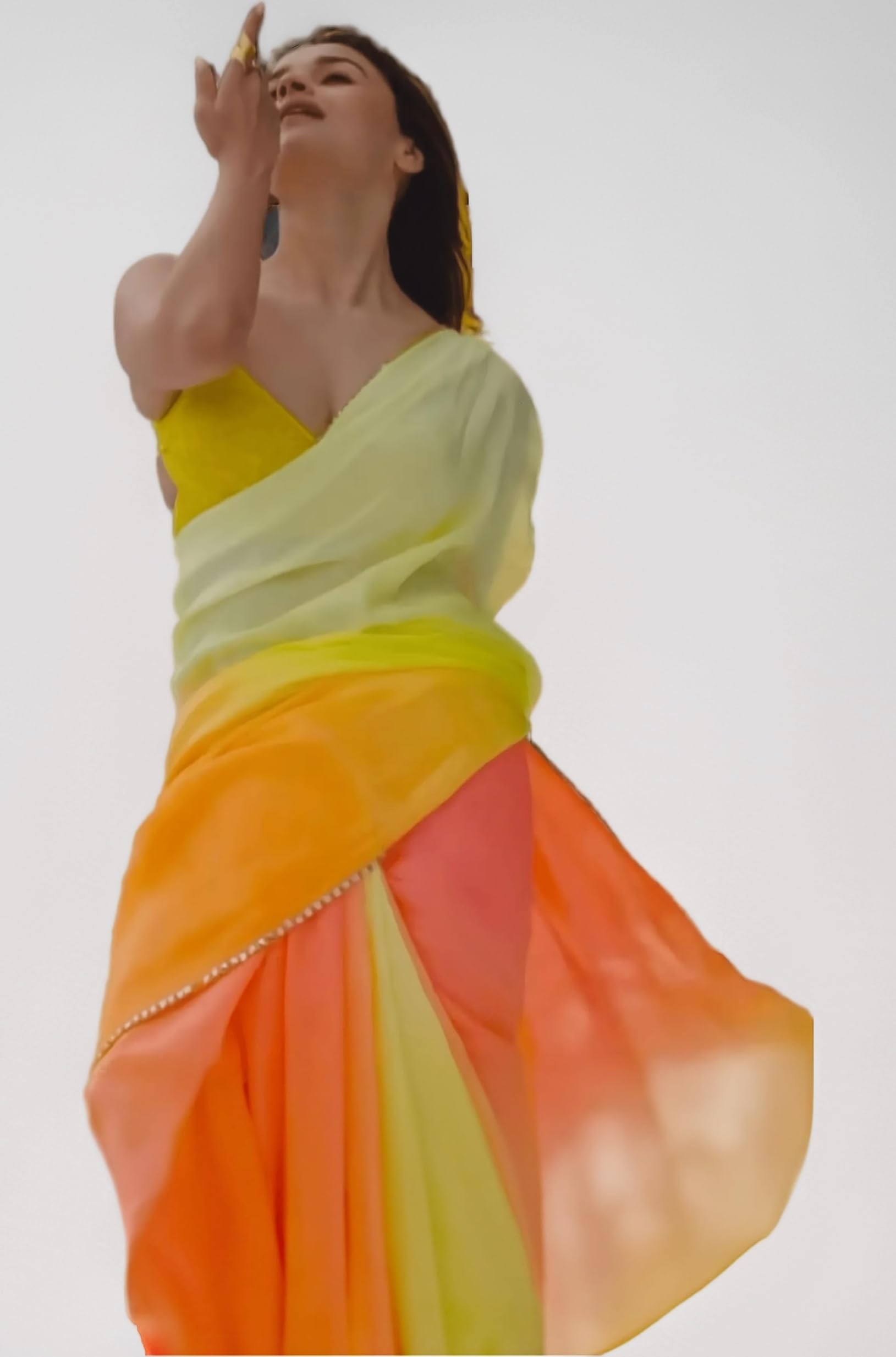 Sidhidata Women's Printed Pure Georgette Saree With Unstitched Blouse Piece (...