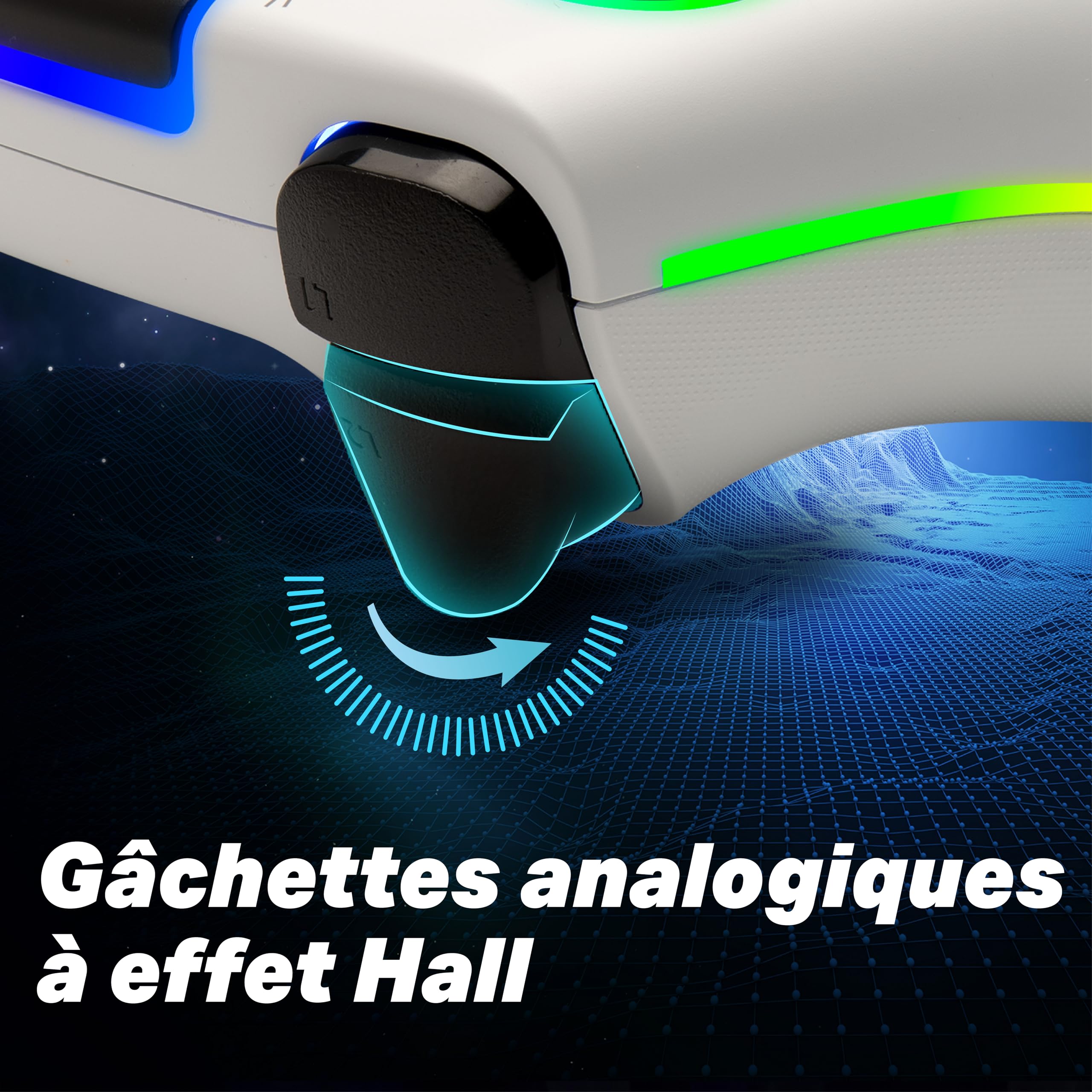 NITHO NOVA Manette Filaire Compatible avec PS5/PC/Android/MAC/Steam Deck, Contrôleur avec Effect Hall, Paddles Programmable, Turbo, Gyroscope à 6 axes, Double Vibration, Éclairage RGB & Prise Casque