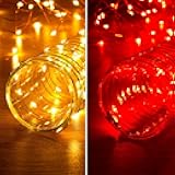 Ariceleo Warm White and Red Christmas 16ft LED Lights, Upgraded Bundle