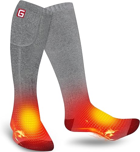 GEMSTONEGO Calcetines calefactados eléctricos recargables con batería para hombres y mujeres, calcetines de invierno con aislamiento térmico para