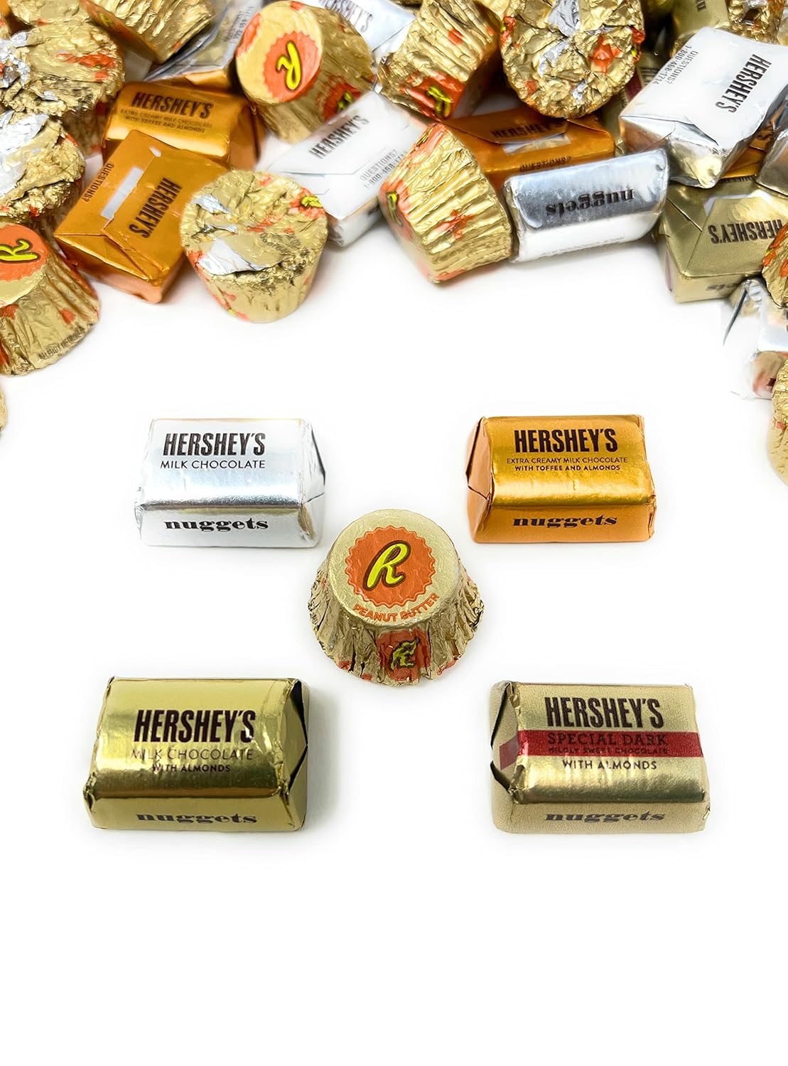 Holiday Special Hershey's Nuggets Miniature Peanut Butter Cup Chocolate 7 Lbs American Bulk Candy Mini Bars Pack Individually Wrapped In Resealable Stand Up Bag (112 Oz) : Grocery & Gourmet Food