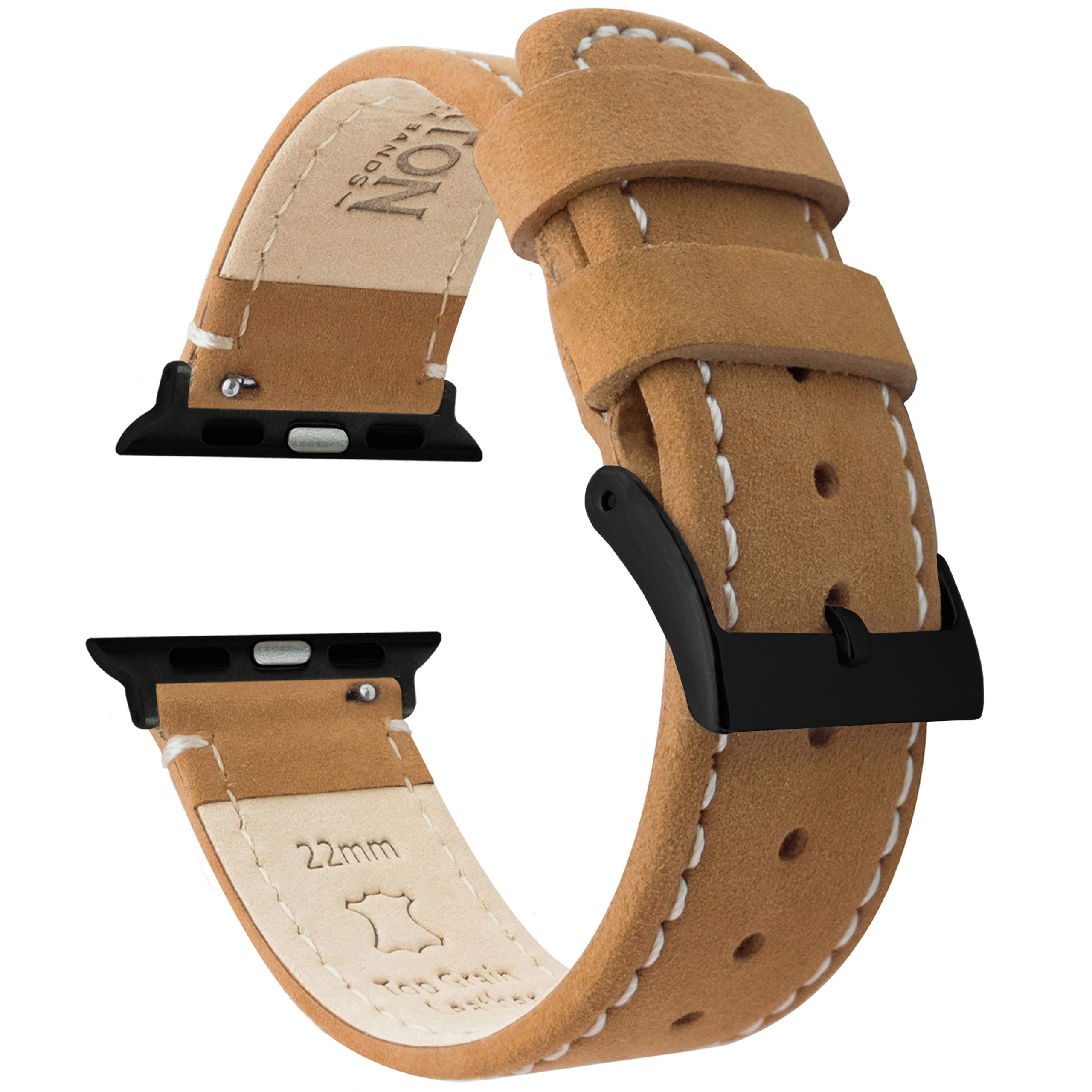 BARTON WATCH BANDS - Top Grain Leather Watch Bands Compatible with Apple Watch Models - 1, 2, 3, 4, 5, 6, 7, 8, 9, 10, SE, Ultra &amp; Ultra 2