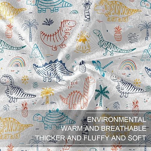 Miniatura 7 de Childish Doodle Striped Cute Dinosaurs Ultra-Soft Plush Blanket, Microfiber Holiday Sofa Throw Blanket Adults Kids Sofa Picnic Bedroom Throws