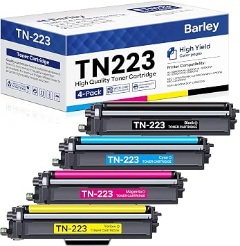 TN-223 TN223BK/C/M/Y Toner Cartridge 4 Pack Compatible TN223 4PK TN-223BK/C/M/Y Ink Cartridges Replacement for Brother TN223 Black Cyan Magenta Yellow Toner Cartridges Set TN2234PK