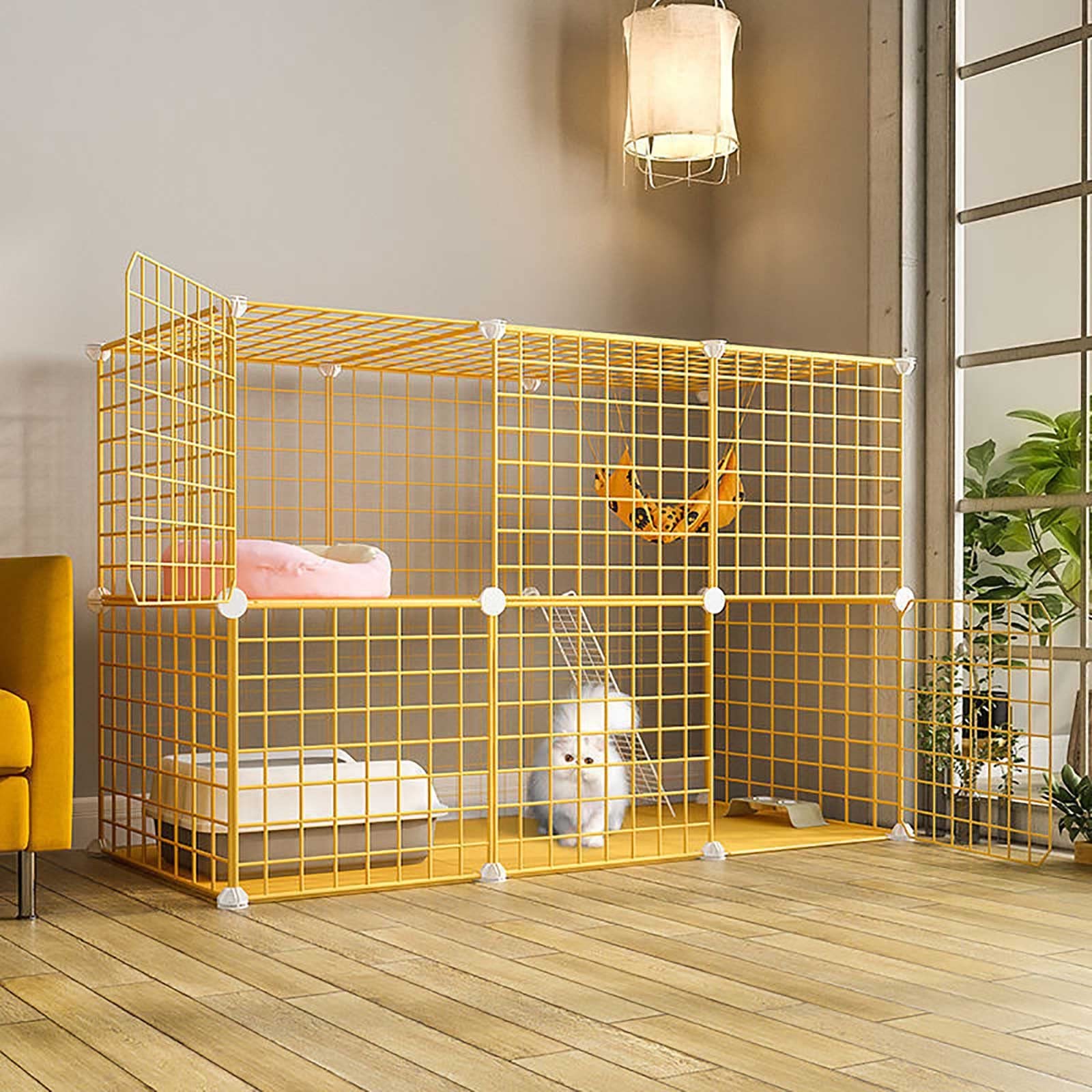 asdchZen Outdoor Cat House Cat Cages Cat Crate Cat Cage Cat Playpen Cat Enclosure Pet Cage Pet Playpen Diy S Crate Large Exercise Place Ideal For 1-4 Cats,Onecolor-111x39x73cm