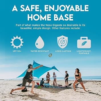 Neso Gigante Portable Beach Tent Sun Shelter - Lightweight Beach Shade Canopy - Easy Setup for Family Outings - Patented Reinforced Corners - UPF 50+ 8ft Tall, 11 x 11ft - Save The Whales