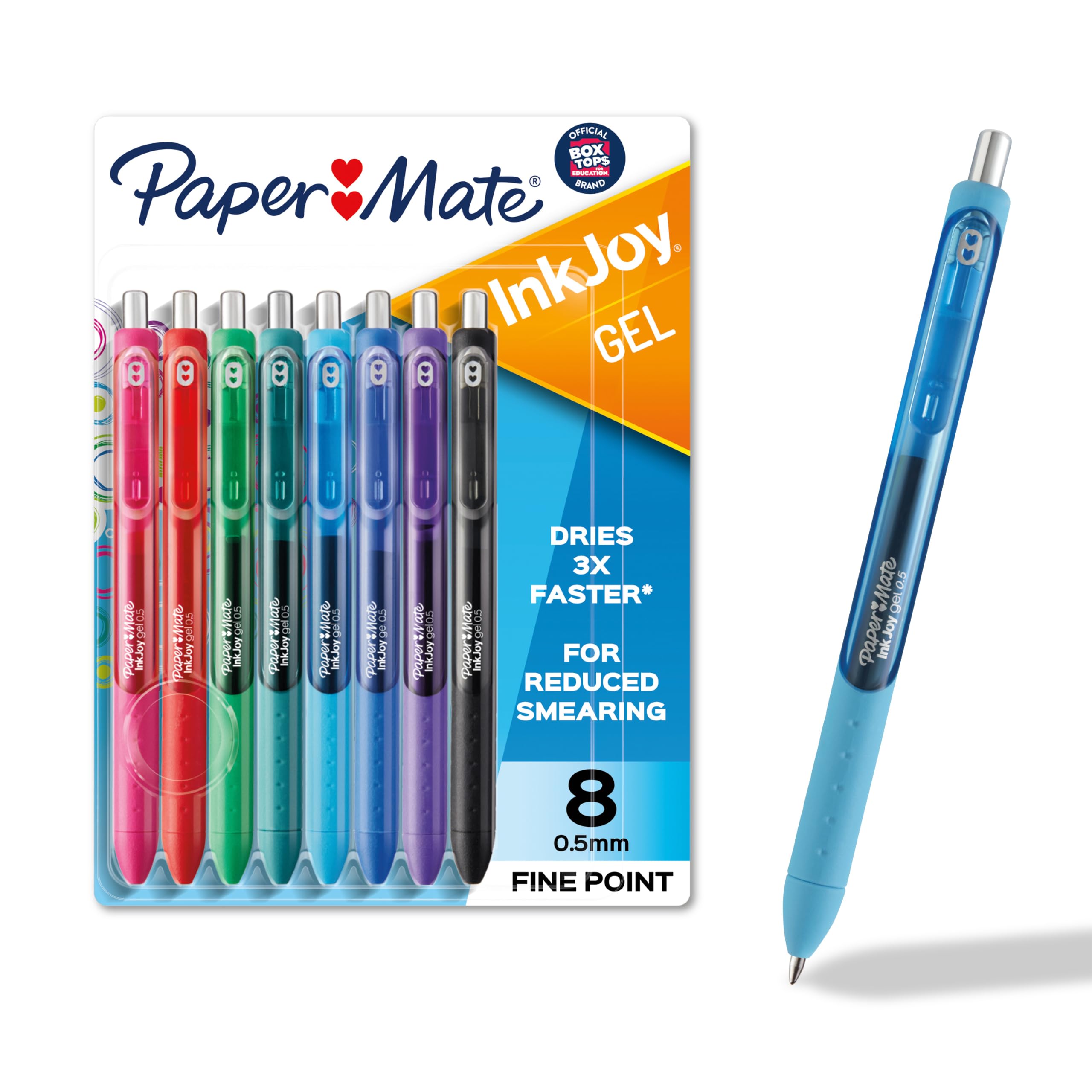 Paper Mate InkJoy Gel Pens, Fine Point (0.5mm), 8 Count - Back to School, Teacher Supplies, Writing, Journaling