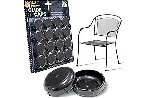 Wrought Iron Patio Furniture Feet Caps (32 Pack) - 1.5-Inch Round Plastic...