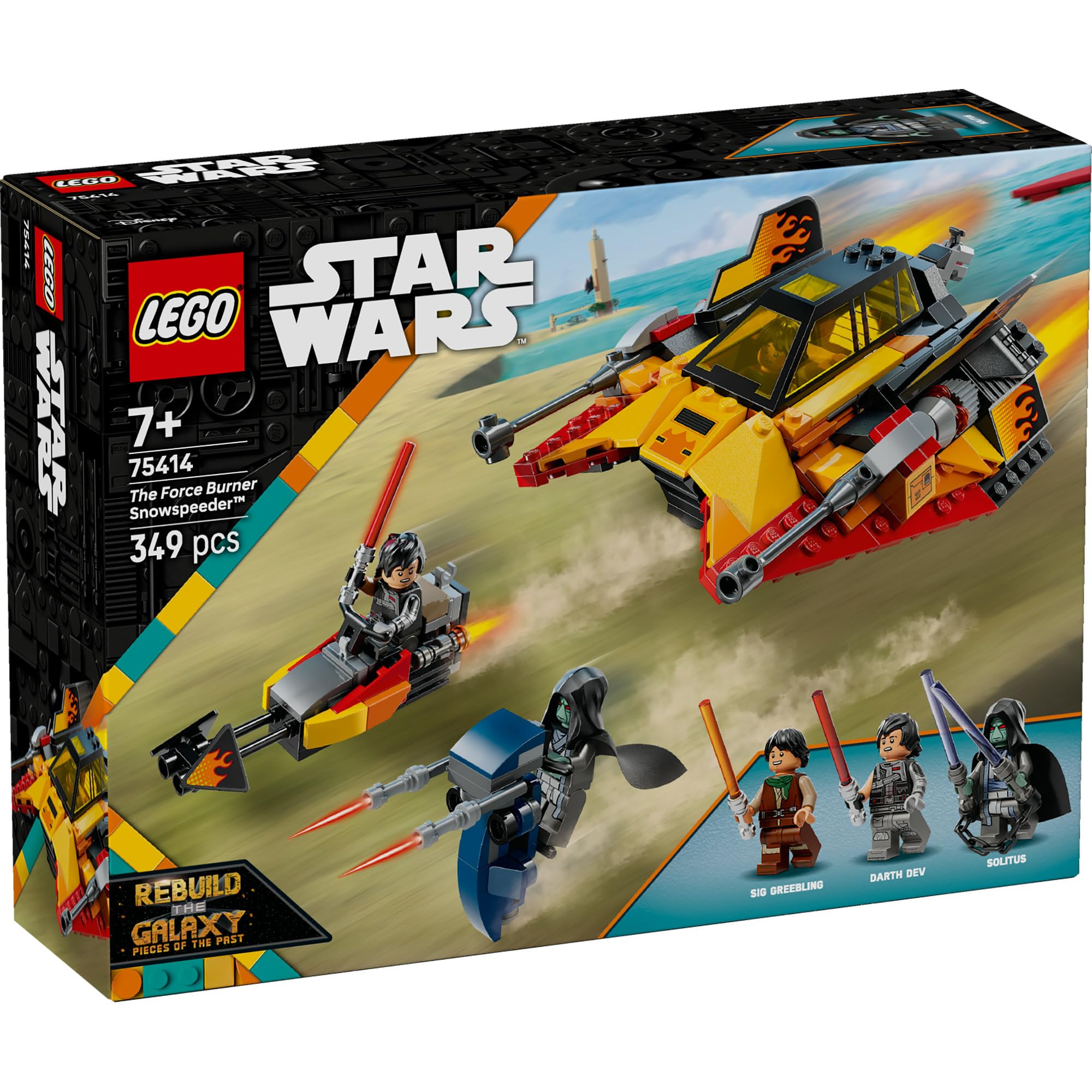 LEGO Star Wars 75414 Snowspeeder Force Burner - Astronave Giocattolo da Costruire con 3 Minifigure con Spade Laser e Moto Speeder - Regalo per Bambini da 7 Anni in su e per Fan di Rebuild the Galaxy
