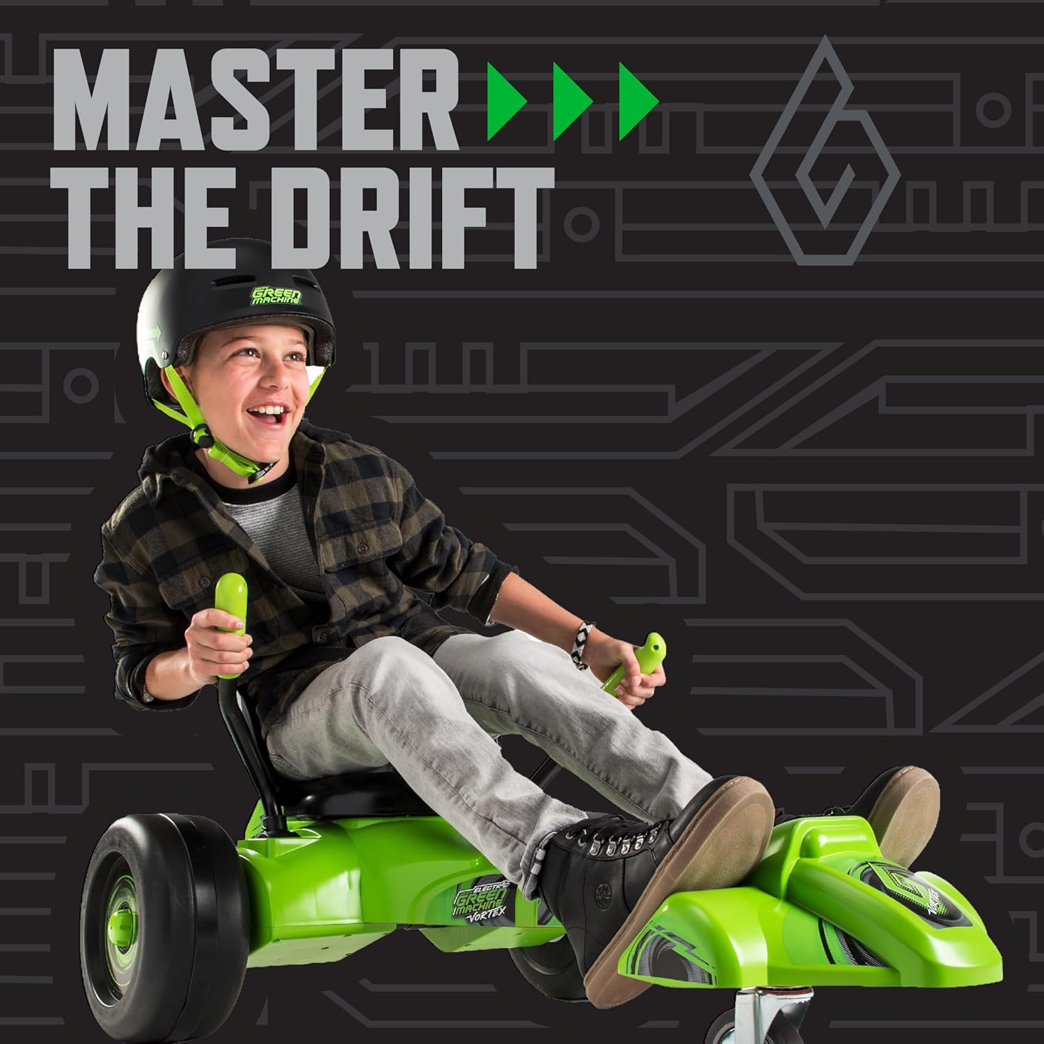 Huffy Green Machine Vortex 12V Battery Powered Ride On, Ideal for Ages 8+, Easy to Operate, Adjustable Frame, Endless Fun, Balanced Spins and Wheelies, 8 MPH, Max Weight 150 Pounds 12v Green Machine - (Good Condition because seat is broken/cracked, pictured)