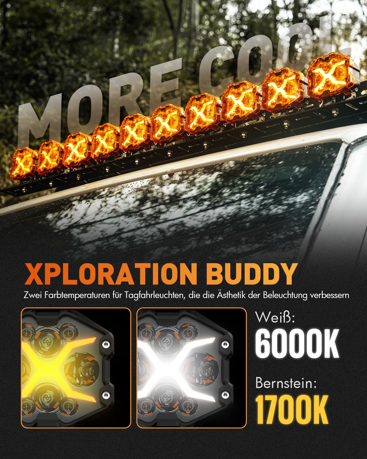 NOVSIGHT Arbeitsscheinwerfer LED 12V 24V 6000 Lumen X Series LED Offroad Scheinwerfer mit gelbem Tagfahrlicht IP68 Wasserdicht Rückfahrscheinwerfer für Auto, LKW, Jeep Traktor UTV ATV, 2 Stück