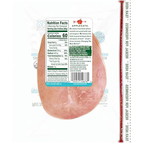 Miniatura 2 de Applegate, Jamón orgánico sin curar en rodajas de cocción, 6 onzas