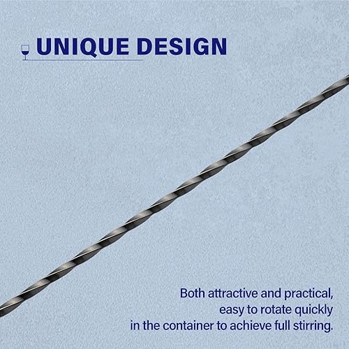 Vista 4 de Briout Cuchara de bar agitadores de cóctel para bebida, acero inoxidable de 12 pulgadas de mango largo, color negro, 2 piezas