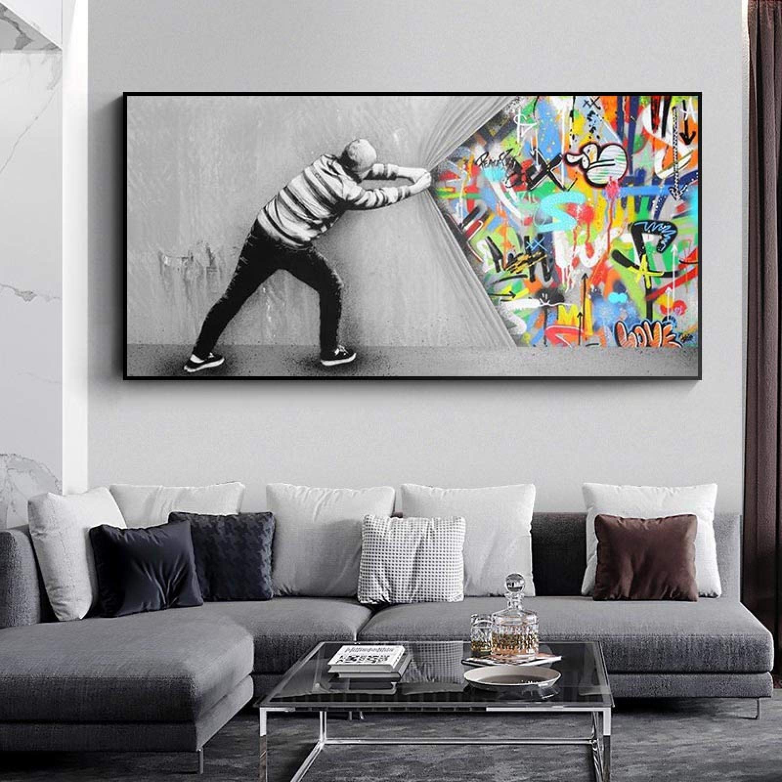 Banksy Arte Amore È Tutto Ciò Di Cui Abbiamo Bisogno Cuori Tela Da Par –  GraffitiWallArt, image size:1600x1600