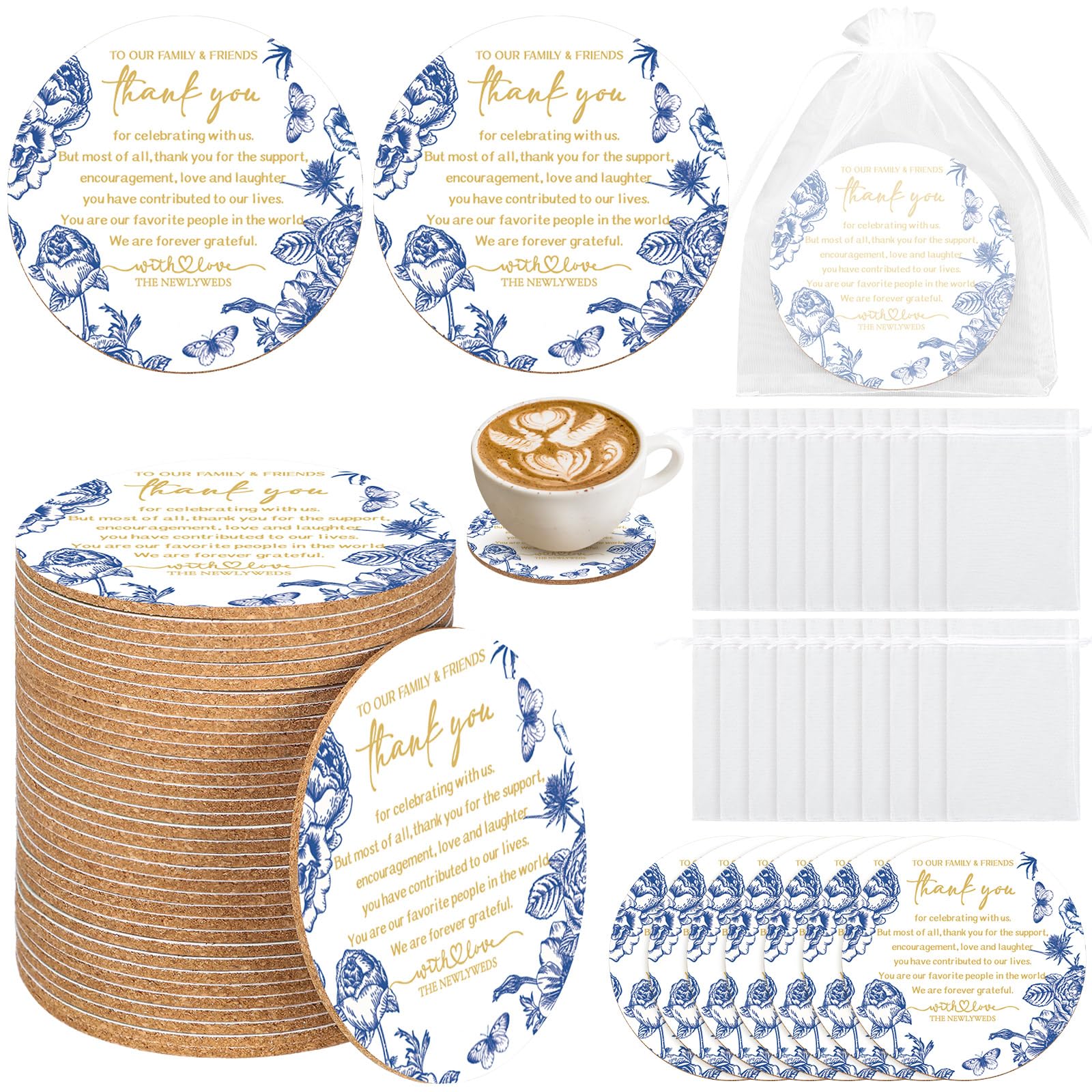 Cadeau de mariage original et lot de dessous de verre liège pour fête