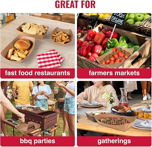 Miniatura 7 de IDL Packaging Bandeja de papel kraft de 3 libras (paquete de 125)  Recubierto de poliéster para mayor resistencia a la humedad  Reciclable  Bandeja