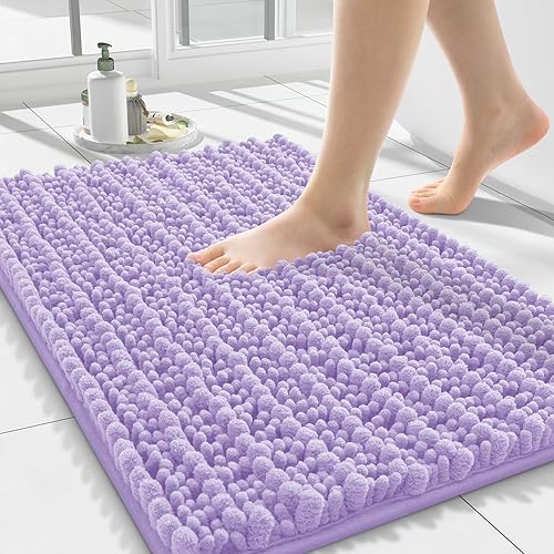 Miniatura 29 de Smiry Alfombras de Baño 24 x 16 pulgadas, Tapetes de Baño de Chenilla Extra Suaves y Absorbentes, Respaldo de Goma Antideslizante, Lavable a Azul