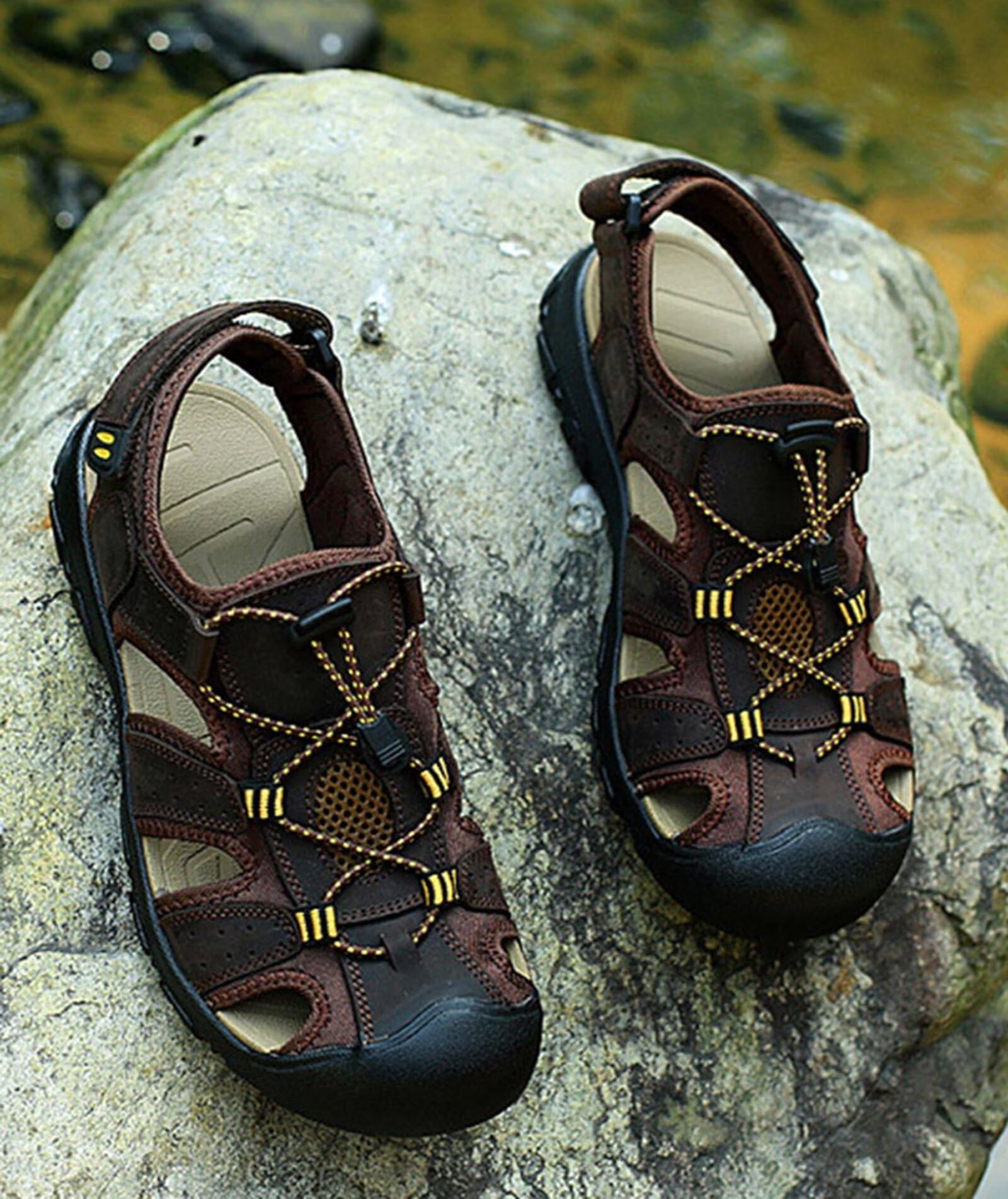 HNVAVQ Sandali Trekking Uomo Punta Chiusa Sandali Outdoor Antiscivolo per Escursionismo Spiaggia e Campeggio