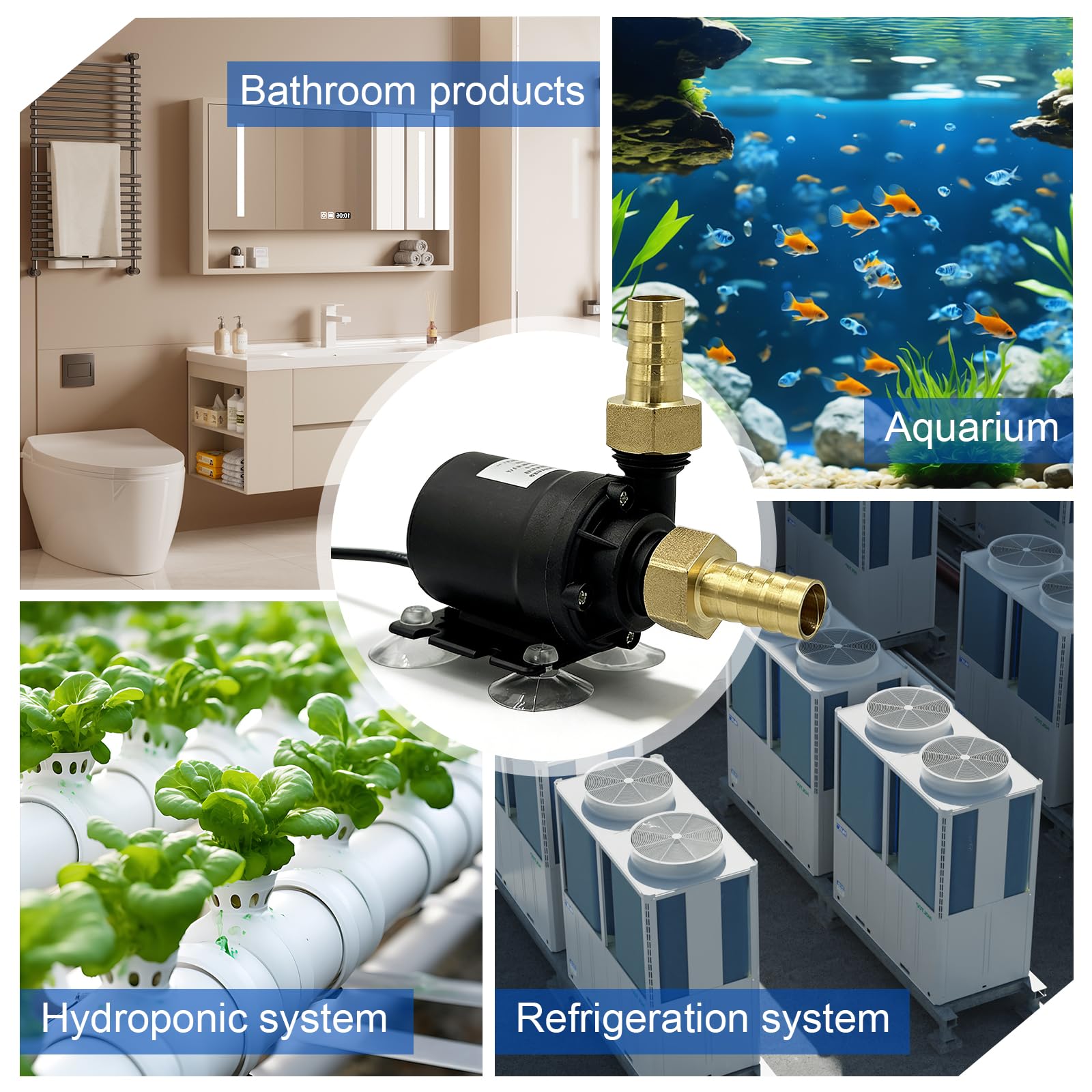 Bomba de agua sin escobillas DC 12 V, bomba sumergible mini con eje de cerámica, bomba de circulación para acuario, 800 L/H, altura de extracción de 5 m, para estanque, fuente, piscina