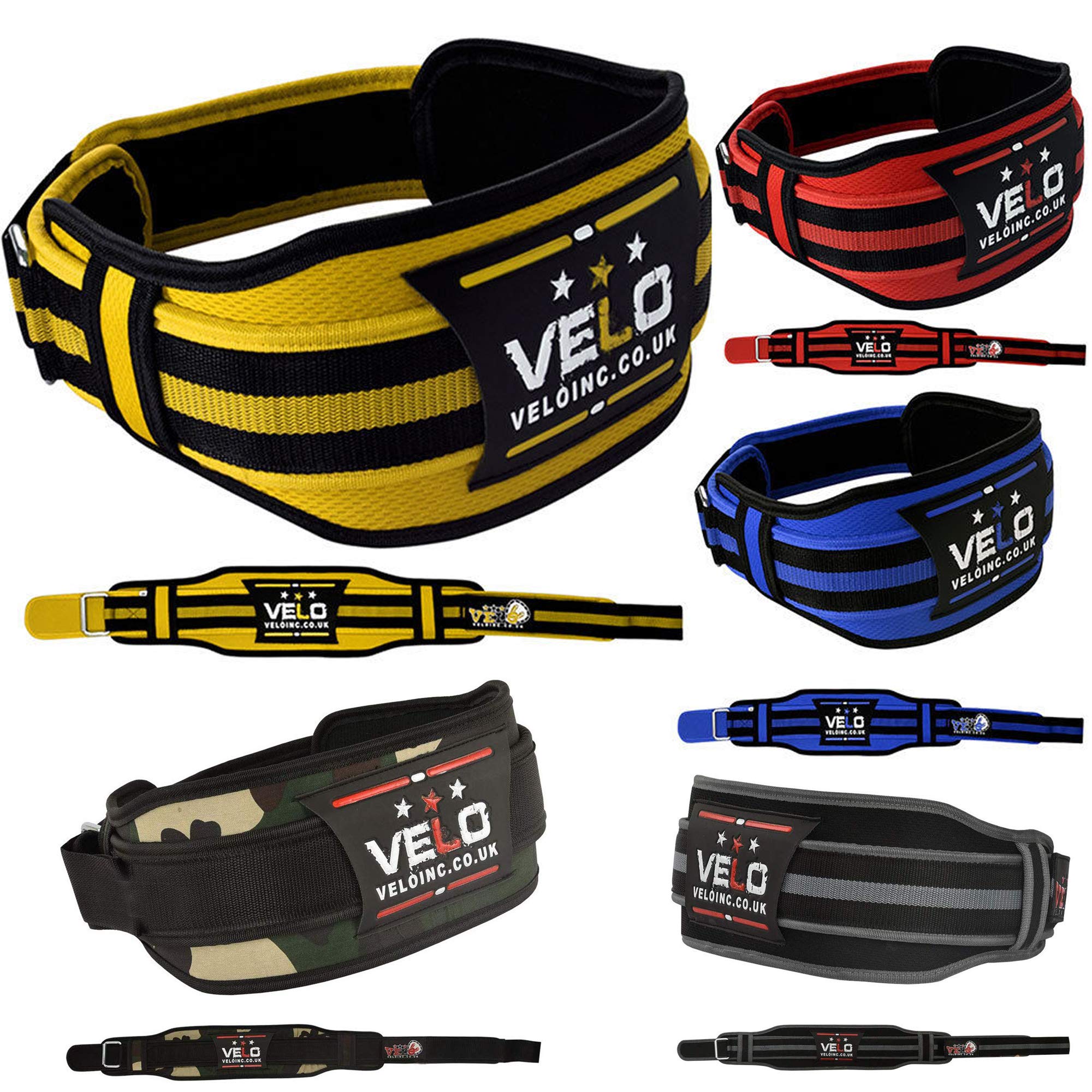 VELO Weight Lifting Belt 4" Inch Neoprene Lower Back Support Power Lifting Lumbar Belt (Yellow, S)