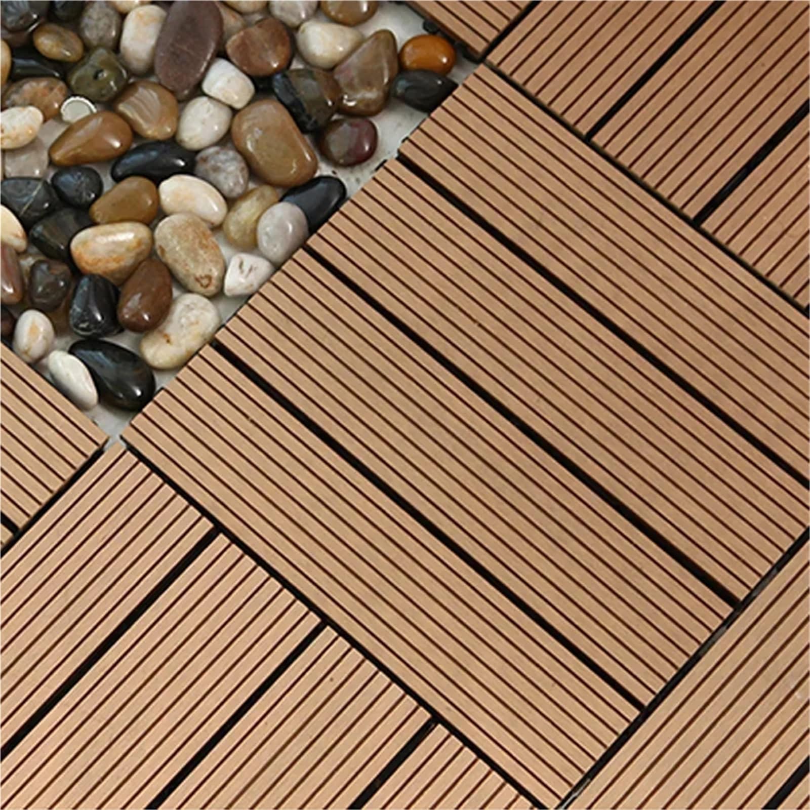 Pavimentazione fai da te in composito impermeabile ad incastro for esterni, giardino, balcone e terrazza Per la pavimentazione esterna(Style4)