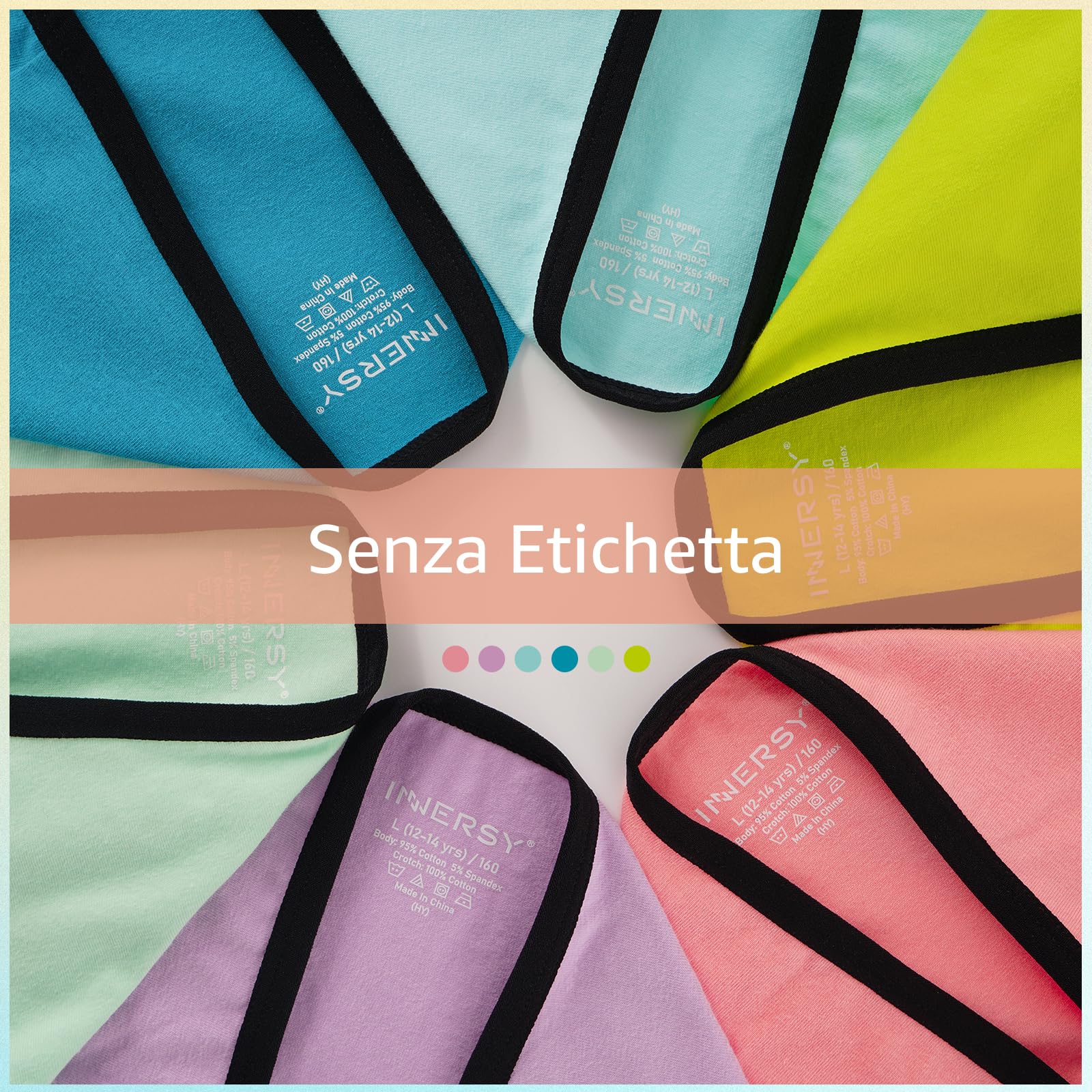 INNERSY Mutande Ragazza Adolescenti in Cotone Morbidi Slip Vita Media Intimo 10-16 Anni Pacco da 6