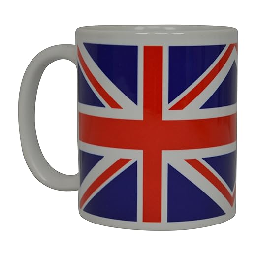 Rogue River Tactical Best Coffee Mug UK Union Jack British Flag Novelty Cup Great Gift Idea For Men Women United Kingdom,White