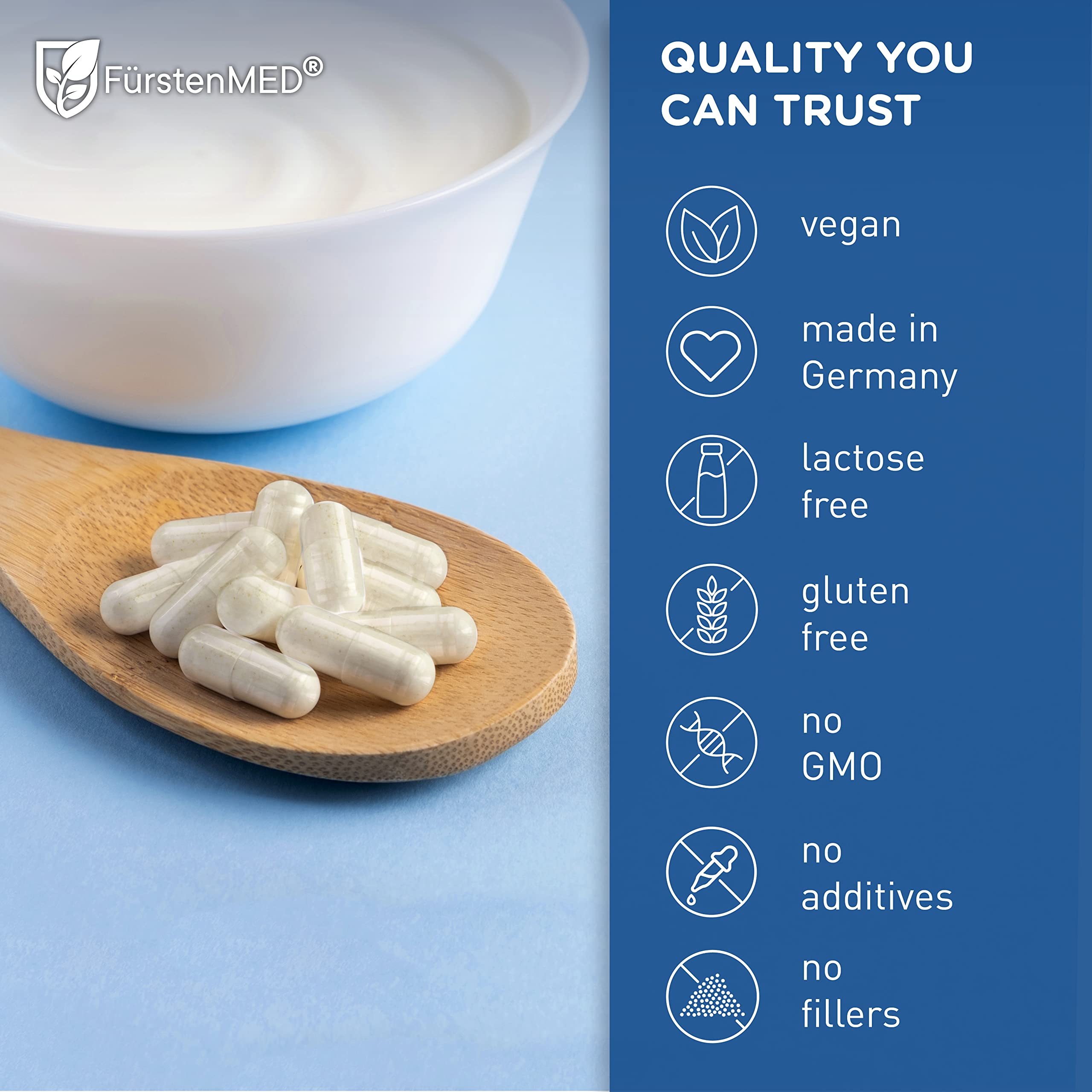 FürstenMED® Bifidoflor HIT avec 7 souches probiotiques – Lactobacillus Salivarius, Gasseri, Rhamnosus et 4 bifidobacterium – Complément alimentaire normal pour la santé digestive intestinale – 60
