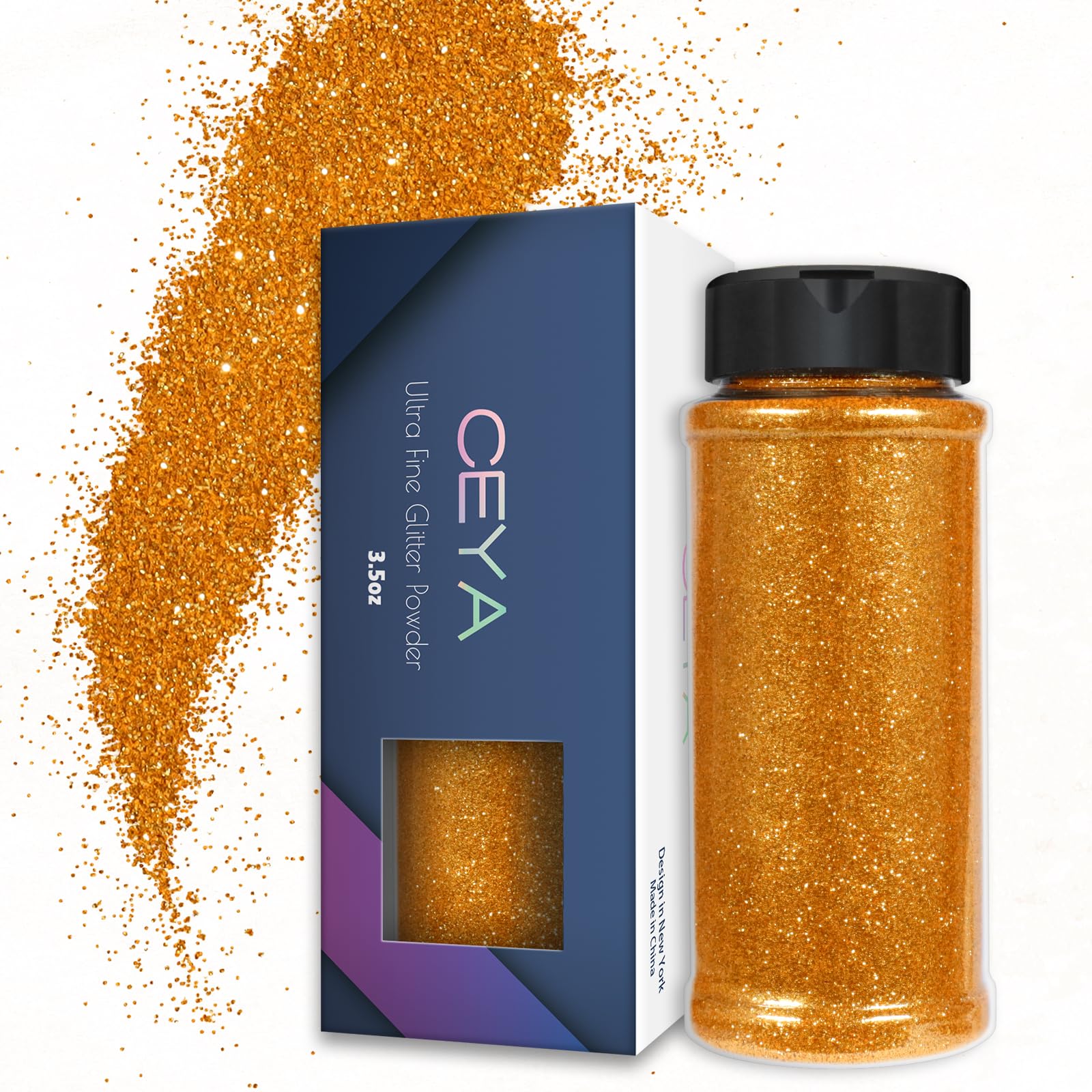 Ceya 3.8oz/ 110g Ultra Fine Glitter Powder Rose Gold Glitter 1/128" 0.008" 0.2mm For Slime Epoxy Resin Craft Tumbler Jewelry Nail Art Festival Makeup Scrapbook Painting Wedding Cards