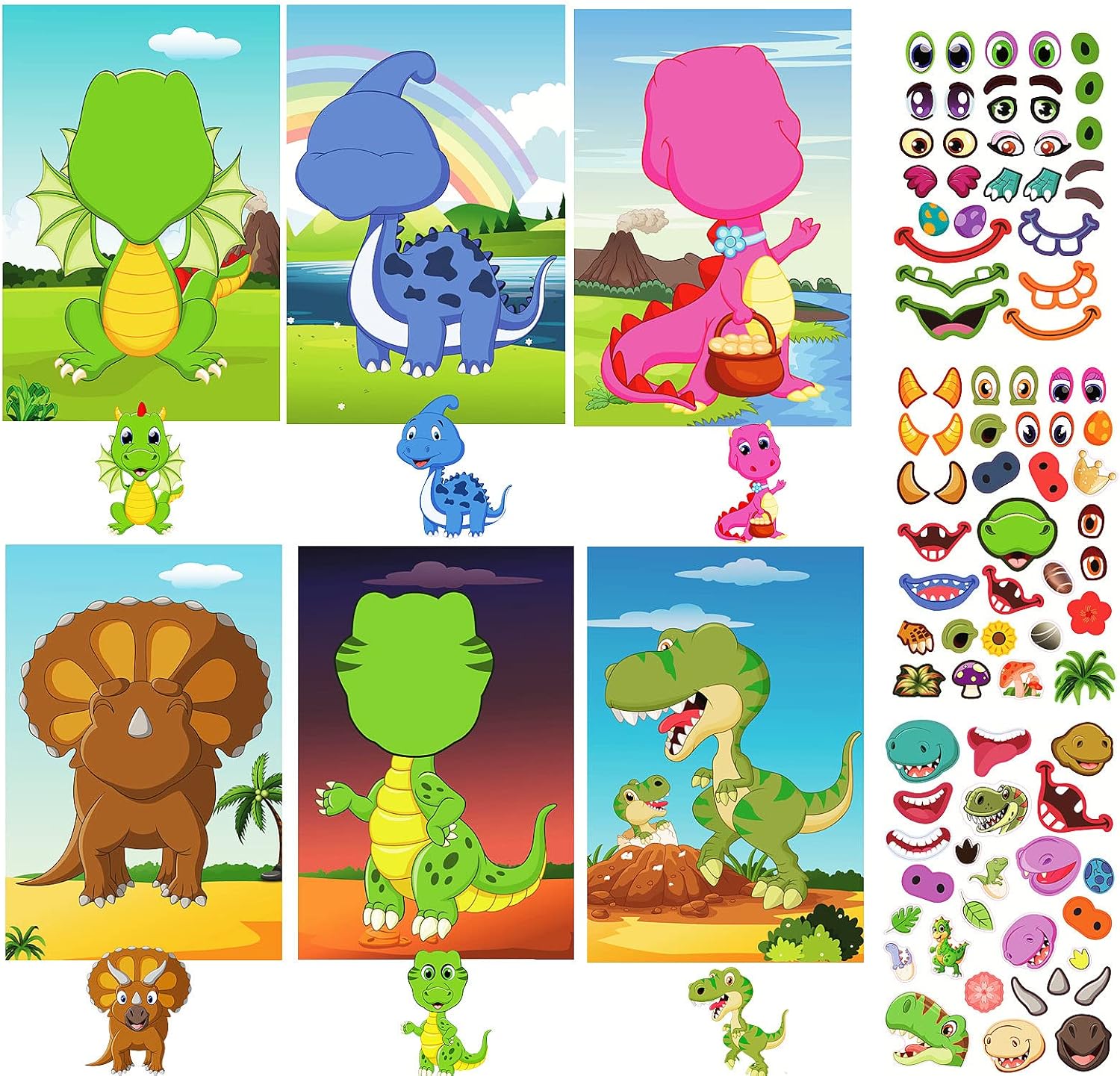 36 PCS Make a Dinosaur Stickers Dinosaur Party Favors Make Your Own