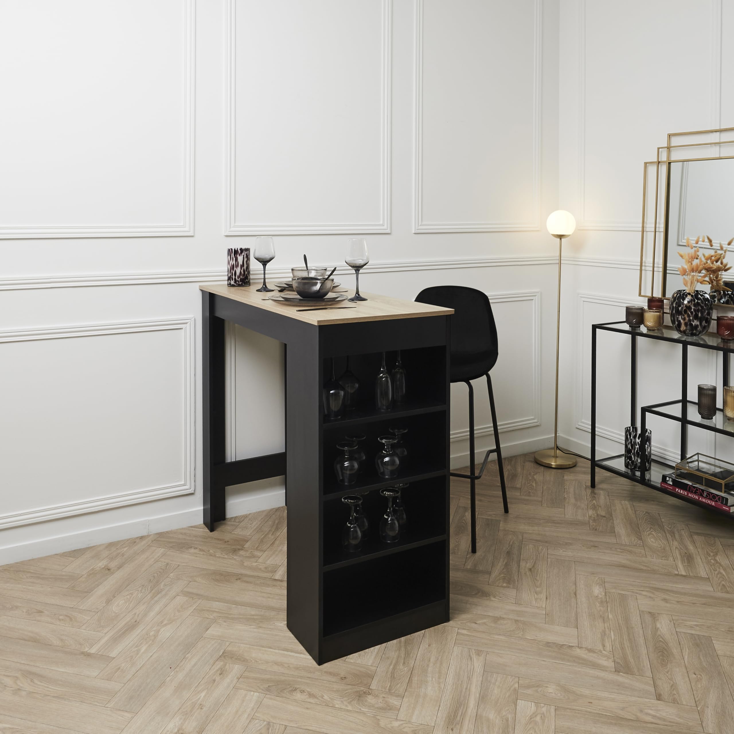 HOME DECO FACTORY,HD0067, Set di 2 Sgabelli Bar Giulia Nero M2, Lounge Edition, Mobili, Seduta, Sgabello e Sedia Bar, 46x100,4x48,2 cm, altezza seduta 70 cm, Nero