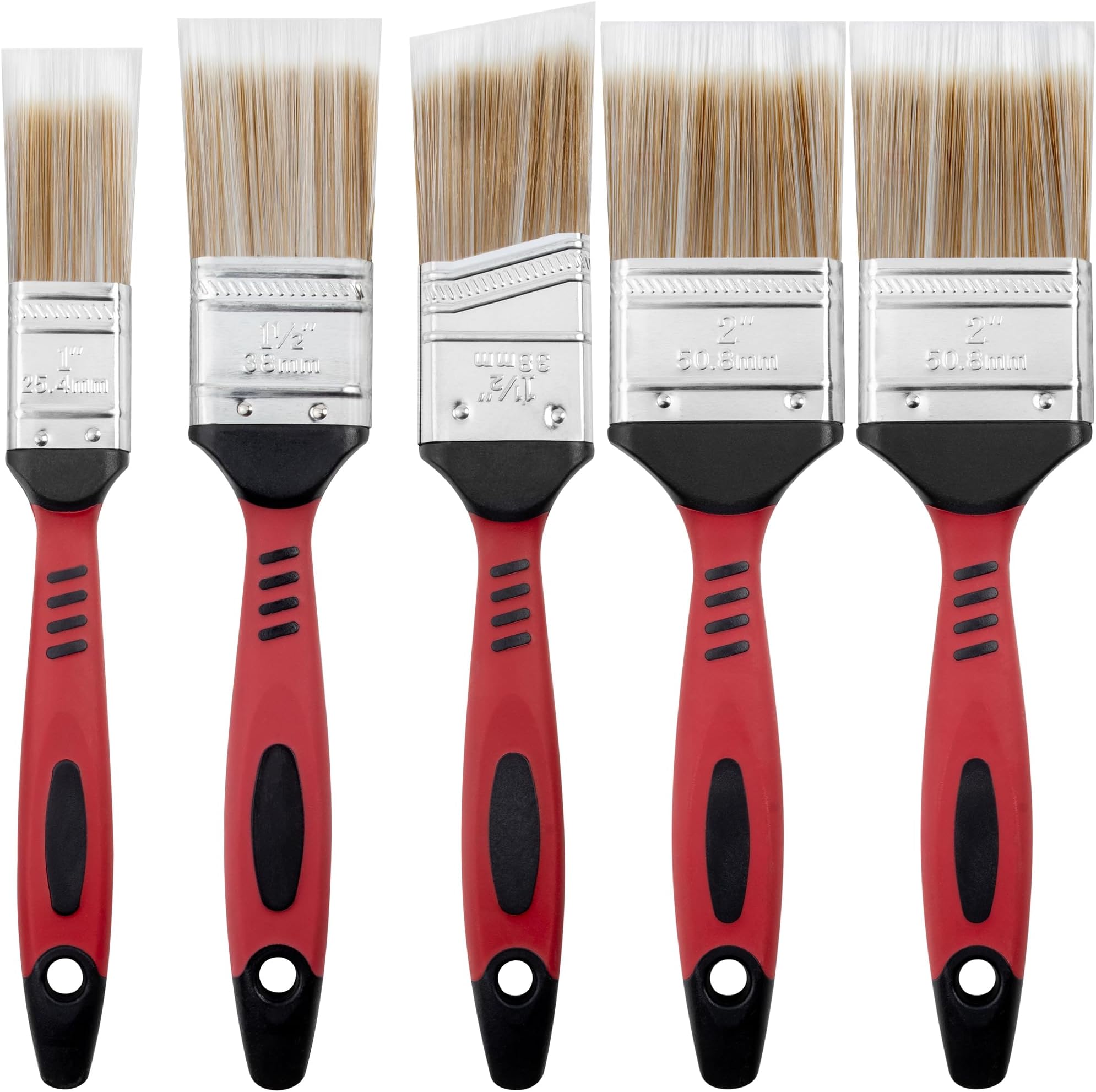 Hardys 5pc Paint Brush Set Mix | Essential Brushes for All Wall, Ceiling & Paint Decorating | Synthetic Bristle, Straight Line & Angled for Cutting In & Smooth Finish