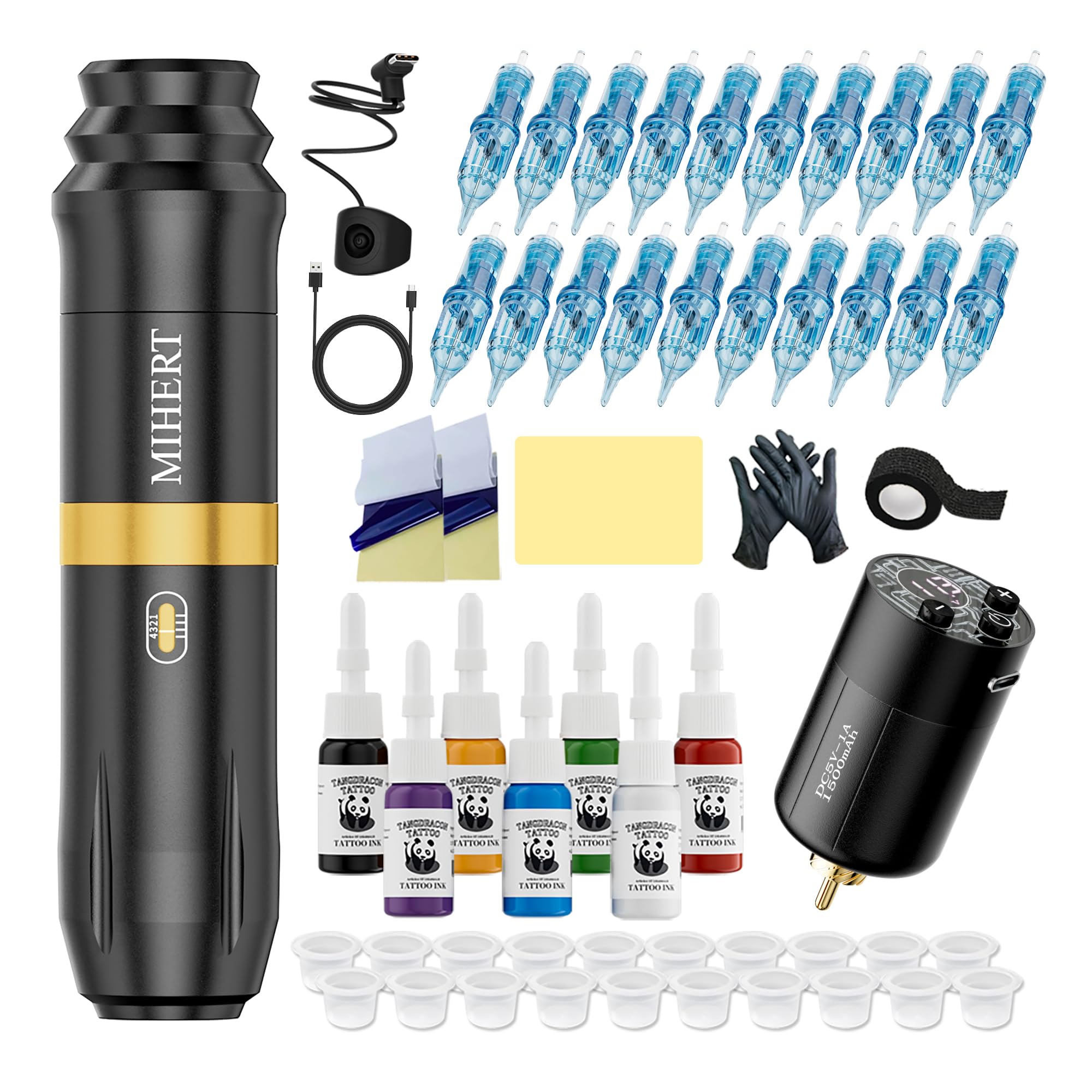 Amazon.com: MIHERT Tattoo Gun Kit with Wireless Rotary Tattoo