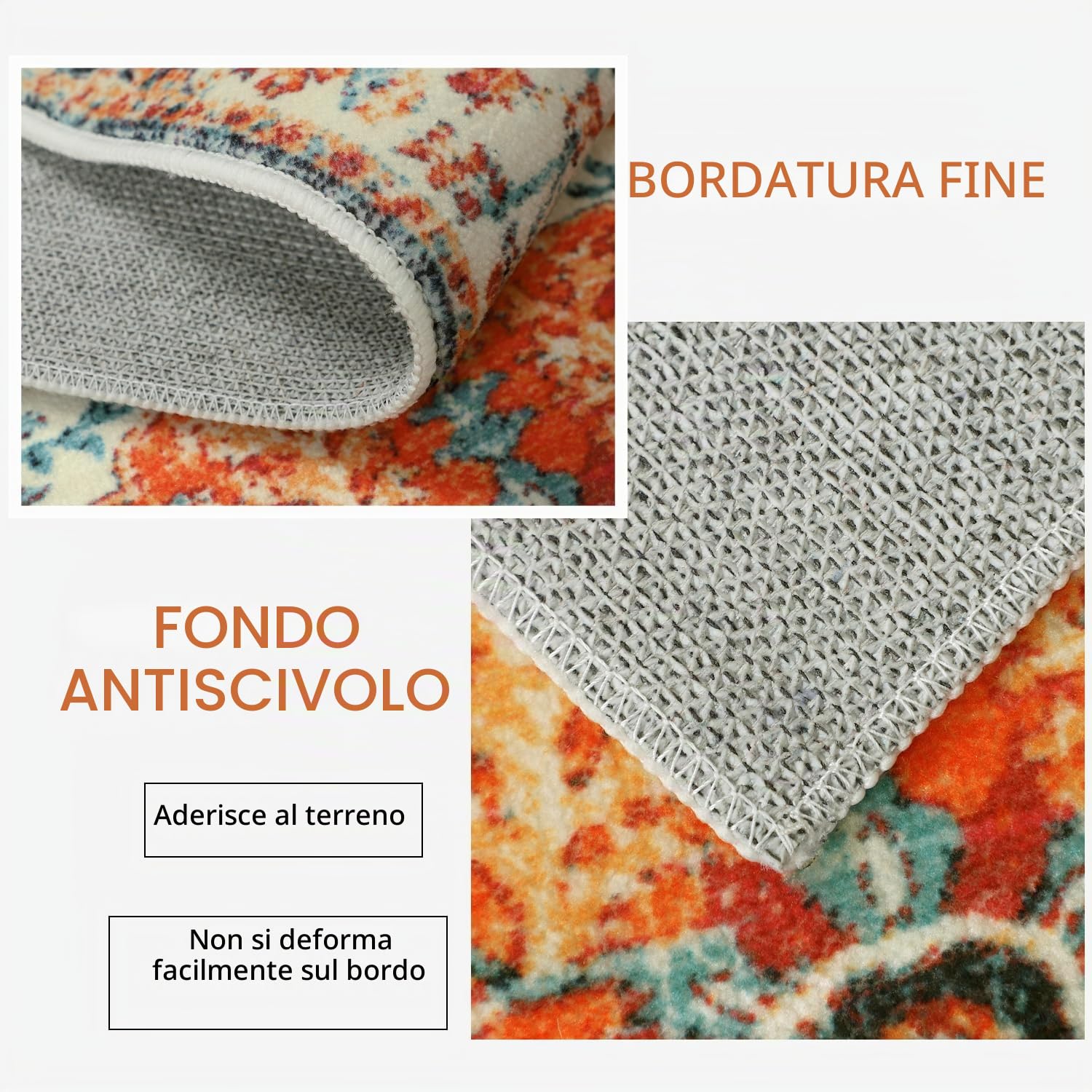 Cekene Tappeto da cucina orientale, antiscivolo, lavabile, assorbente, stile bohémien, per camera da letto, ingresso, lavanderia (50 x 80 cm + 50 x 120 cm)