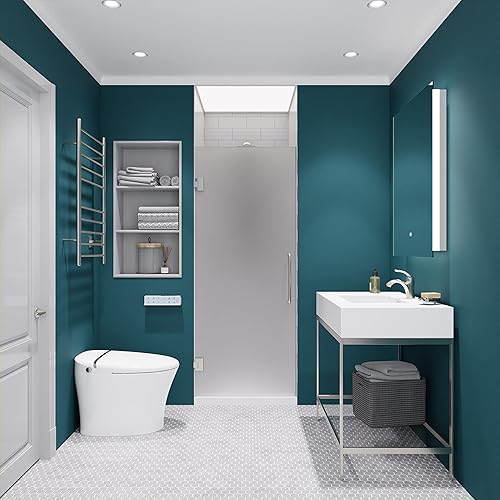 Miniatura 2 de Puerta de regadera sin marcos, vidrio esmerilado repelente al agua Passion, con tiras de sellado y manija, puerta abatible de 38 de pulgada, 72 x 24