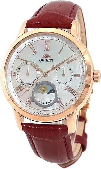 ORIENT 「太陽と月」パールダイヤル レッドレザー レディースクォーツ ORIENT 「太陽と月」パールダイヤル レッドレザー レディース
