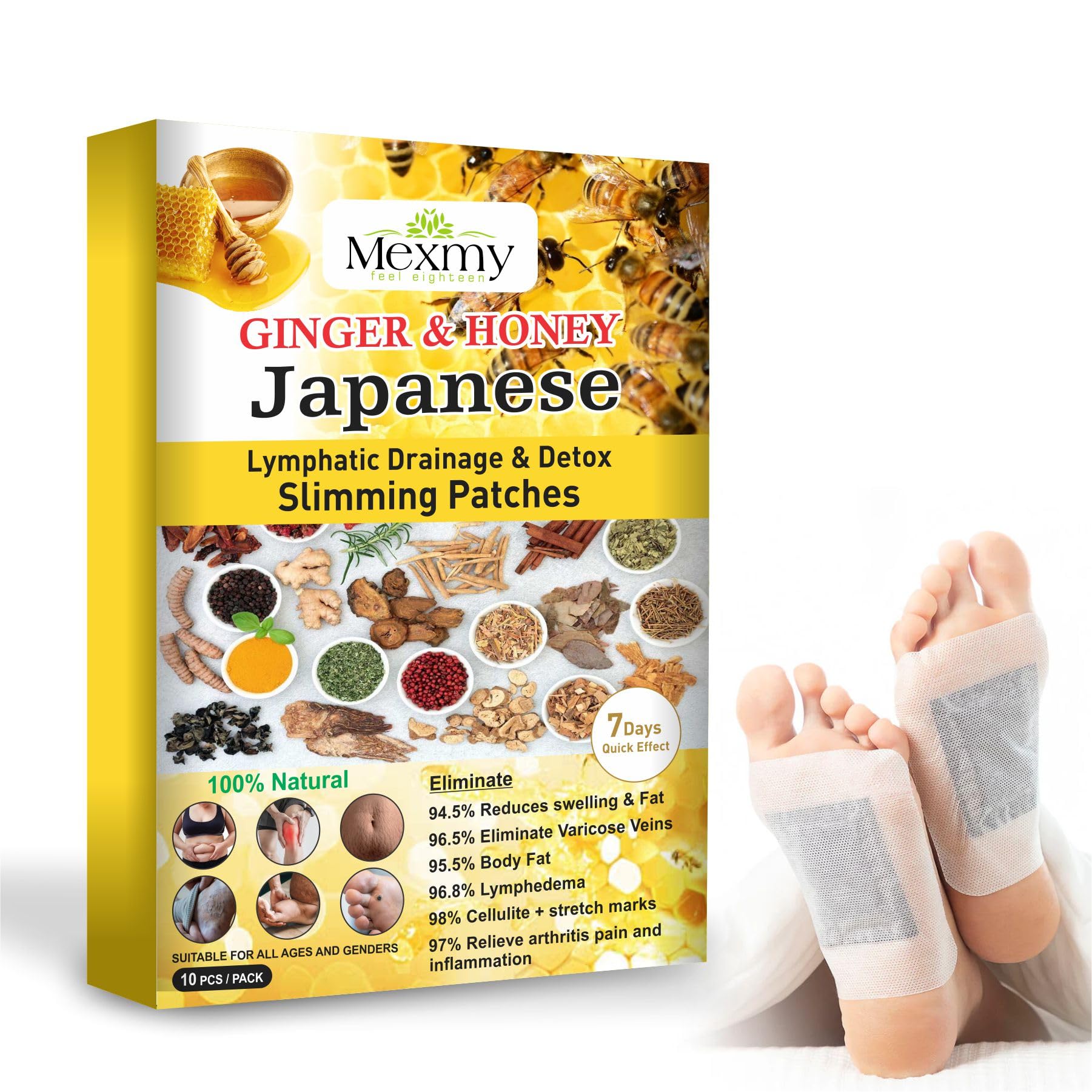 Mexmy Premium Foot patches, Cleansing Toxin Remover Foot Pads, Stress Relief Sleep Patch for Men & Women (1 BOXES = 10 Patches) (Pack of 1)