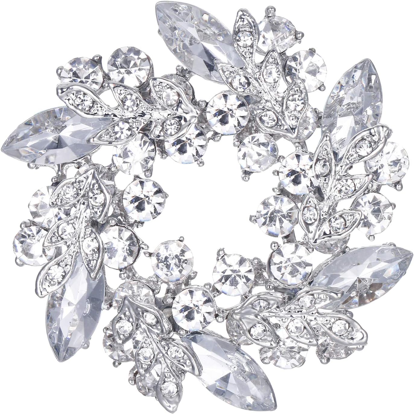 Austrian Crystal Wedding Corsage Jewelry Accessory Bridal Flower Wreath Brooch Pin for Women