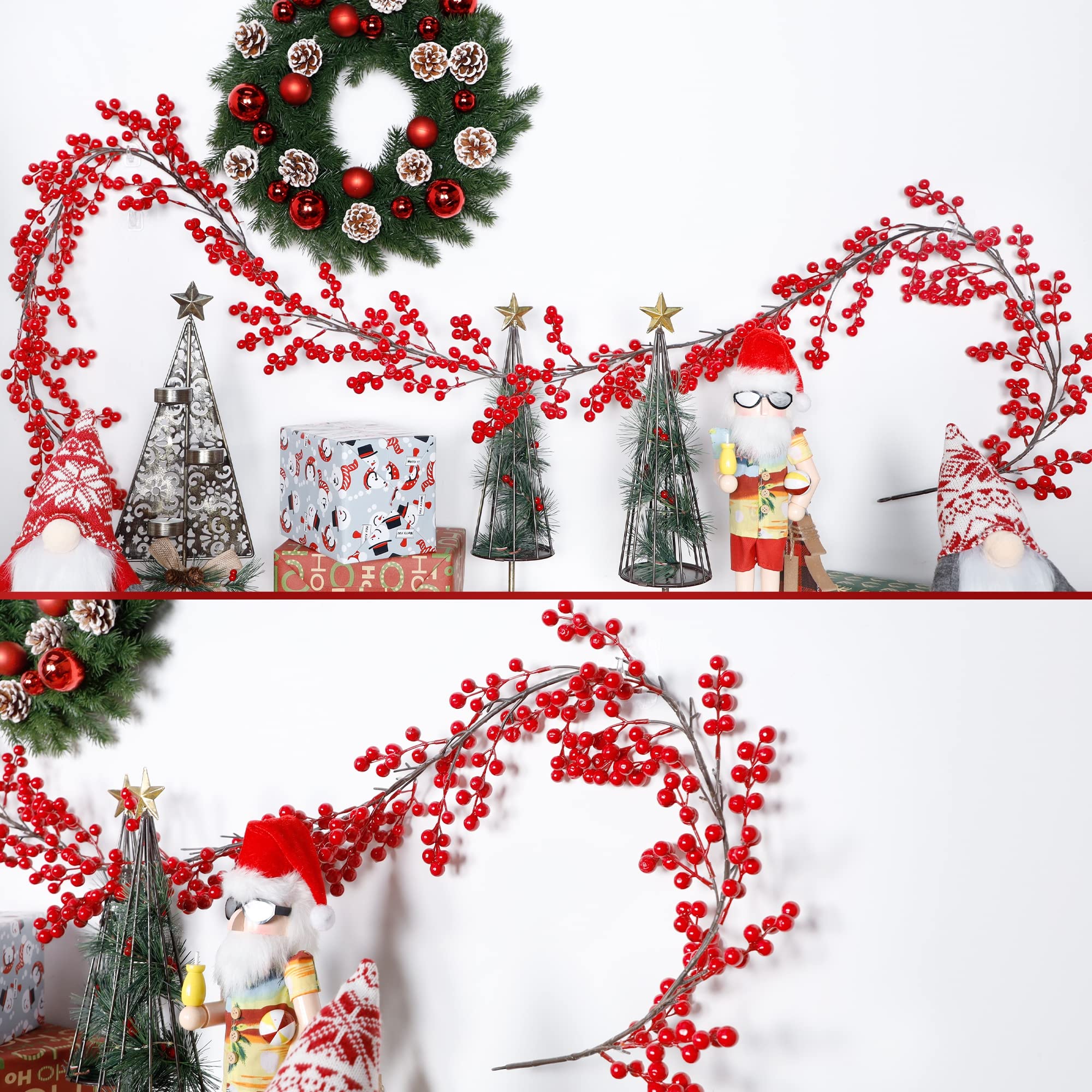 Künstliche Rote Beerengirlande, 175 Cm – Weihnachtsdeko Für Kamin, Treppe & Tisch (5 Stück Set)
