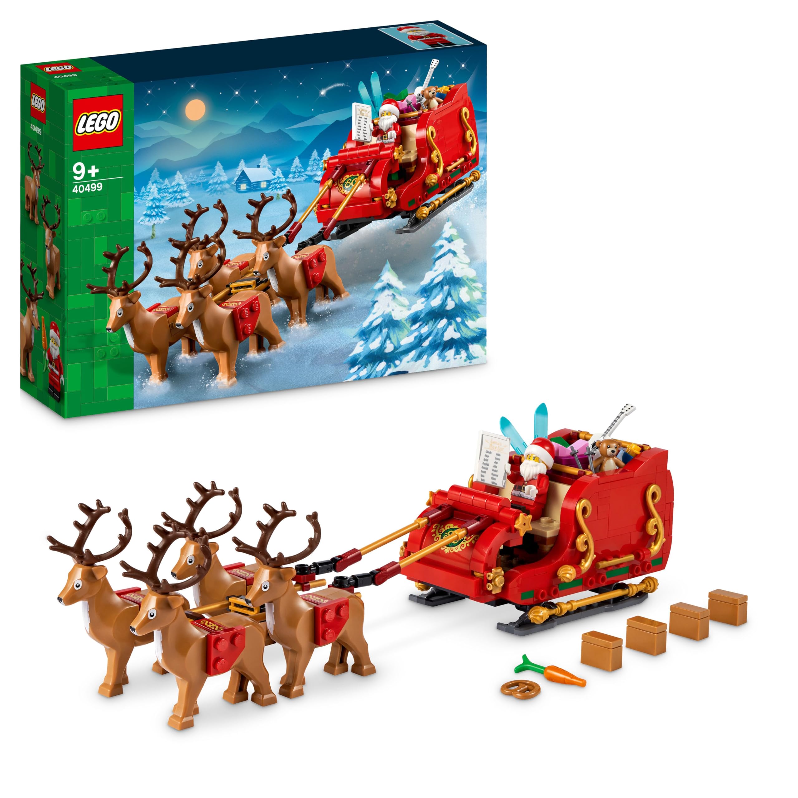 LEGOSanta’s Sleigh - Building Toy w/ 4 Reindeer Figures, a Santa Claus Minifigure and Toy Gifts - Stocking Filler Idea or fun Christmas Decoration for 9+ Year Old Boys & Girls 40499