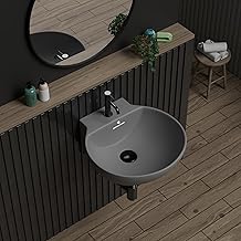 REMOTION Ceramic Wall Hung Corner Wash Basin for Bathroom | Wall Mounted Corner Sink | Space-Saving, Durable & Stylish Design (12 x 12 x 5 Inch) (Grey)