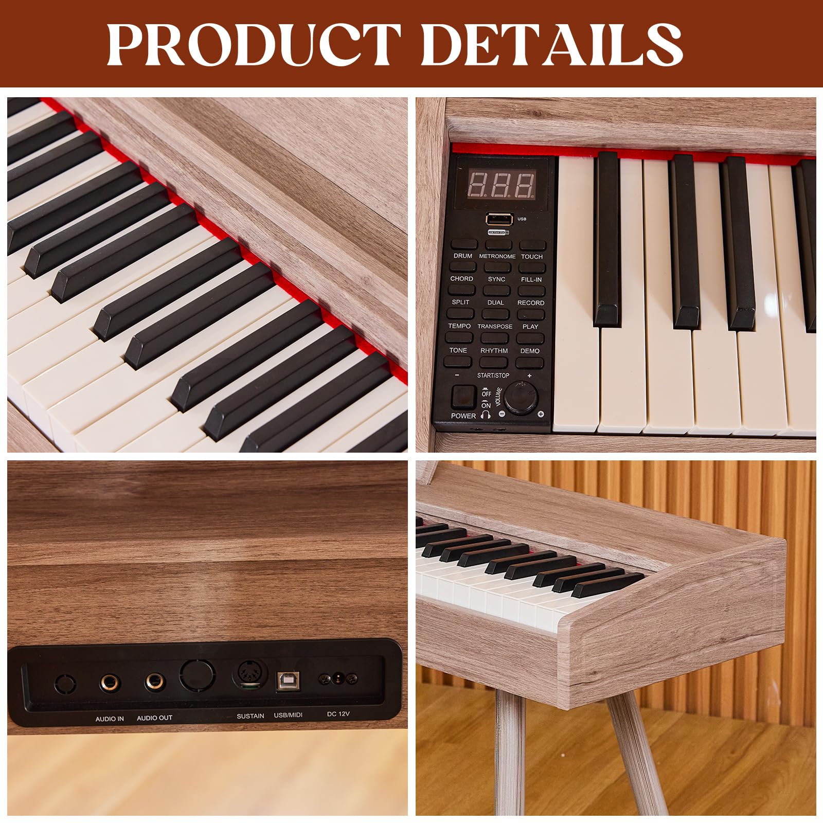 Amazon.com: KUMENG digital Piano 88 Key Semi Weighted Keyboard